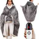 Heated Shawl Wraps for Women, Wearable Heated Throw Blanket, Electric Heated Wrap Poncho with Pockets,6 Heating Levels 4 Hours Auto-Off, Overheat Protection Machine Washable, 50”x64”, Grey