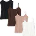 Amazon Essentials Women's Slim-Fit Camisole for Layering and Everyday Wear, Pack of 4 M