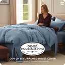 Bedsure Cotton Duvet Cover King - 100% Cotton Waffle Weave Grey Blue Duvet Cover King Size, PureWoven Breathable Bedding Set for All Season, 3 Pieces, 104"x90"