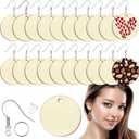 Hicarer 200 Pieces Unfinished Wooden Earrings Blank Round Wood Pendants, Include 50 Hooks and 50 Jump Rings 50 Earrings Backs for Jewelry DIY Craft for Mother's Day Beach Vacation Gift(1 Inch)