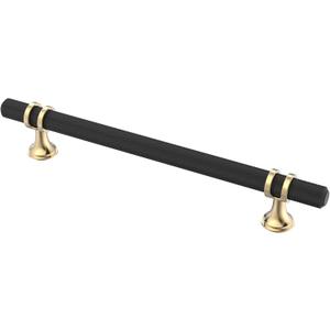 Alzassbg 10 Pack Black and Gold Cabinet Pulls, 6-1/4 Inch(160mm) Hole Centers Kitchen Hardware Knurled Cabinet Handles for Cabinets and Drawers AL3087KGP-MB