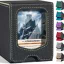 Deck Box for MTG Commander, (patent Pending) Magnetic Trading Card Storage Box with Commander Display, Fits 100 Double-Sleeved Cards, Card Box Compatible for Magic the Gathering, TCG, CCG (Black&Beige)
