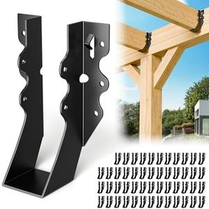 25 Pcs Black 2x6 Joist Hanger,LU26 18 Gauge Double Shear Face Mount Joist Hanger,Hurricane Ties for Rafters Tie Brackets Great for Floor Deck and Ceiling Joists