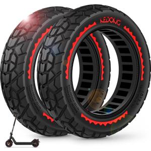 BANGTING 2PCS 60/70-6.5 Scooter Tire Tubeless, 10x2.5 inch Front or Rear Replacement Solid Tires, 10x2.5-6.5 Rubber Tire for Segway Max G30/G30D/G30E/G30E/G30LP/G30D II (Red)