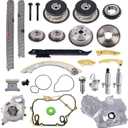 Timing Chain Kit w/Water Pump, Oil Pump, Chain Guide Sprocket Tensioner for GMC Terrain, Chevy Equinox Malibu, Buick Regal 2.2 2.4 Ecotec 9-4201S 9-4201SX
