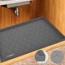 Waterproof Under Sink Mat 28 X 22, Strong Sink Cabinet Liner for Kitchen & Bathroom, Flexible Silicone Under Sink Drip Tray, Shelf Protector & Under Sink Organizer Mat for Drips Leaks Spills (Gray)