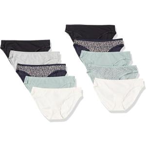 Amazon Essentials Women's Breathable Cotton Bikini Brief Underwear with Full Coverage, Multipacks (Green/Pink/Grey)
