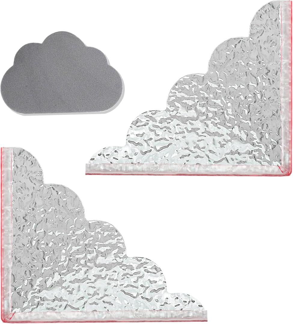 2 Pack Shower Splash Guard, Adhesive Bathtub and Sink Corner Water Guards, Clear Water Barrier with Cloud Sponge for Bathroom, Tub, Shower Stall