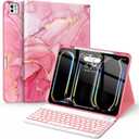 Soke Keyboard Case for iPad Pro 13 Inch (M5 2025/M4 2024), 7-Color Backlit Detachable Bluetooth Keyboard, Folio Stand TPU Back Cover with Pencil Holder for iPad Pro 13", Red Marble