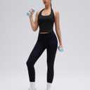 SUUKSESS Women Padded Halter Sports Bra Backless Longline Workout Crop Tank Tops (Black, S)