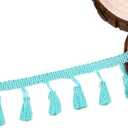 MSCFTFB 20 Yards Mini Tassel Fringe Trim,Boho Tassels Ribbon for Women,1.6inch Wide Sewing Fabric Lace for DIY Jewelry Clothing Bag Curtain Home Party Decor(Turquoise)