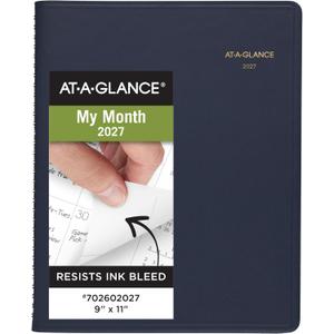 AT-A-GLANCE 2027 Planner, Monthly, 15-Month Jan-Mar, 9" x 11", Unruled Daily Blocks, Navy (702602027)