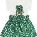 Toddler Girl Clothes 2 Piece Girls Outfits Set Print Bow Top and Belted Ditsy Floral Shorts for Spring Summer (S)