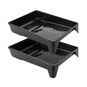 Bates- 9 Inch Paint Tray, 2 Pack, Black Plastic Paint Roller Tray 9 Inch, Deep Capacity, Textured Ridge