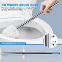 Toilet Brush and Holder, 2 Pack Toilet Brush with 304 Stainless Steel Long Handle, Toilet Bowl Brush for Bathroom Toilet-Ergonomic, Elegant,Durable (White)