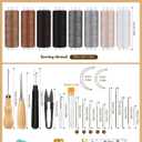 BAGERLA Upholstery Repair Kit, 50 Pcs Heavy Duty Sewing Kit with 8 Colors Thread 32 Pcs Upholstery Needles, Sewing Awls for Hand Stitching Car Sofa Shoe Backpack Craft DIY