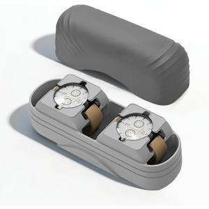 2 Slot Watch Travel Case for Men, Portable Silicone Watch Storage Box and Organizer with Removable Pillows, Fit for Wristwatches and Smart Watches up to 50mm, Anti-scratches and Protection