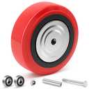 Nefish 6 Inch Polyurethane Caster Wheel Polyurethane on Polyolefin Core Wheels with Double Ball Bearing and Dust Cover 1/2" Bore 1000 lbs Capacity Per Replacement Wheel for Industrial Handling