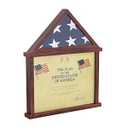 HBCY Creations Flag Display Case with Certificate Holder for 3' x 5' American Flag, Solid Wood with Glass Front with Wall Mount or Standing Display, Cherry Finish