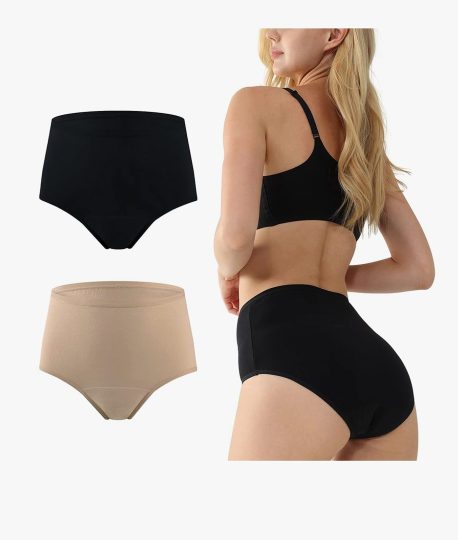 BATTEWA Washable Incontinence Underwear for Women, High-Waisted Cotton Leak Proof Panties 50ml Bladder Leak Protection, Size 2 XL