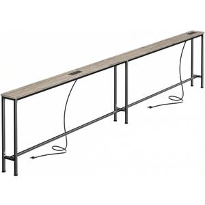 SUPERJARE Sofa Table with 2 Power Outlets and USB-C Ports, 5.9 Inch Narrow Console Table with Storage, Extra-Long, for Entryway Hallway Couch Behind Sofa, Small Spaces (Oak, 5.9"D x 110.2"W x 29.7"H)