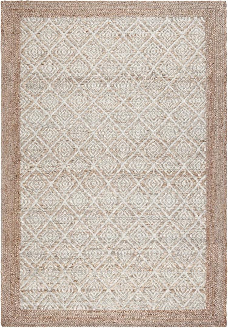 TOWN & COUNTRY TERRA Nalani Textured Diamond Hand-Knotted Flatwoven 100% Natural Jute Area Rug, Brown, 3'x5', 2'11" x 5'