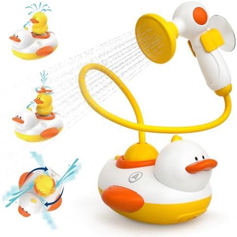 Duckie Baby Bath Toys, Baby Bath Shower Head for Bathtub with Three Squirting Ducks, Birthday Gift for Toddler Boys Girls