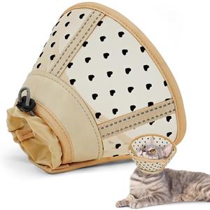 Supet Soft Air Mesh Cat Cone Collar Alternative, Adjustable Breathable, Lightweight Anti Scratch (M) (Orange-Black)