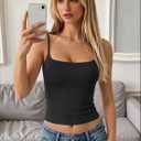 Avidlove Tank Tops for Women Square Neck Spaghetti Strap Double Lined Y2K Going Out Camisole Top (Black, XL)