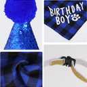 hoyuwak Dog Birthday Party Supplies Blue Boy Pet Birthday Banner Hat Bow Tie Bandana with Number Set for Boy Small Medium Dogs