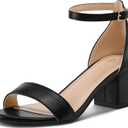 mysoft Women's Chunky Low Heels Open Toe Block Heeled Dress Ankle Strap Pump Wedding Sandals, Black 10W