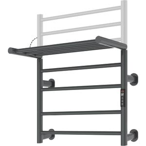 Foldable Heated Towel Rack, Dual-Zone Electric Towel Warmer Rack with Timer, GFCI Plug-in or Hardwired, Wall-Mounted, Drill-Free Installation, Twilight Grey, CA3-700X550-Standard-TG
