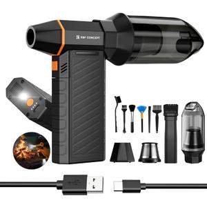 K&F Concept 2-in-1 Magnetic Compressed Air Duster, Electric Air Duster|300000RPM Vacuum Cleaner|3 Gear|Super Wind Power|Rechargeable Brushless Motor|for Computer, Keyboard, Car, Home,Outdoor Cleaning