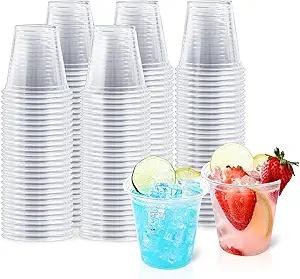 BYSNOW 500 Pack 9 oz Clear Plastic Cups, Thickened Disposable Drink Clear Cups for Party, Higher Heat Resistance Drinking Cup for Wine, Juice, Fruit and Cold/Hot Beverages