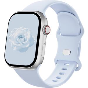 Silicone Band Compatible with Apple Watch 41mm 38mm 40mm 49mm 46mm 45mm 42mm 44mm, Replacement Sport Strap Wristband for iWatch Series 11 10 9 8 7 6 5 4 SE Ultra 3 2 1 Women Men (Light Blue)