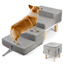 Hdnbsp Split Ottoman Dog Ramp, 4-Step Dog Stairs for Bed, Foldable Pet Steps for Small, Medium, Senior Dogs & Old Cats - Couch Height, Anti-Slip, Washable Cover, Storage Pocket, 135lb Capacity