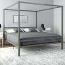 DHP King Metal Canopy Bed, Modern Design with Built-In Headboard, Sturdy Frame, No Box Spring Needed, Gunmetal Gray