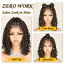 SOKU Box Braid Wig, Twist Short Braided Wigs for Black Women 4x4 Lace Front Glueless Wigs with Baby Hair 13 Inch Short Curly Synthetic Wig Ready to Wear Natural Brown Color