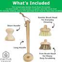 Cactus Cradle Bamboo Scrub Brush Kit 4-Piece Dish Brush Set with 2 Handles & 2 Interchangeable Heads | Plastic-Free, Non-Toxic, Non-Scratch Cleaning for Dishes, Pots, Pans & Produce