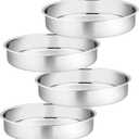 P&P CHEF Cake Pan Set of 4, Stainless Steel Baking Round Cake Pans Tins Bakeware for Birthday Wedding, Leak-proof & Easy Clean, Mirror Finish & Easy Releasing, 11 Inch