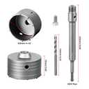 SALI Concrete Hole Saw Kits 4-1/8"105mm Tungsten Steel Wall Hole Cutter Drill Bit Sets with 220mm SDS Plus Shank Connecting Rod110mm Center Positioning Drill Bits for Cinder Block,Brick,Adobe Wall