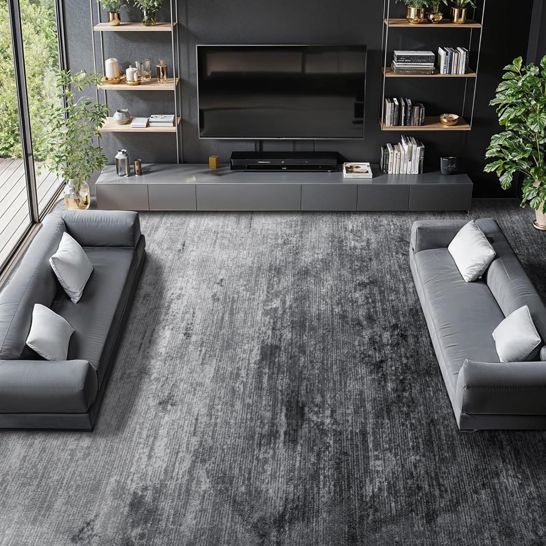 LIANLAM Washable Rug 8x10 Area Rugs for Living Room - Stain Resistant Non-Slip Backing Boho Rug for Bedroom, Durable & Ultra-Thin Vintage Large Area Rug(8x10,Gray) (Grey)