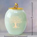 Medium Urns for Human Ashes, 6.7x5.2Inch Ceramic Green Tree of Life Medium Size Decorative Cremation Urns for Ashes Adult Female/Male