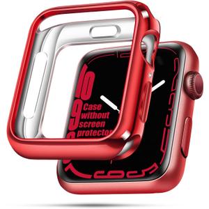 top4cus 40mm Case Soft Flexible Lightweight Anti-Scratch Overall Protective 40mm Iwatch Waterproof Cover Case Shiny Workout Shockproof Bumper Compatible with Apple Watch Series 6/SE/5/4 - Red