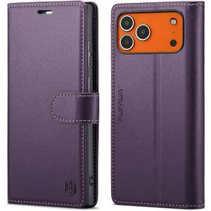 Wallet Case for iPhone 17 Pro Max with Credit Card Holder,PU Leather Folio Flip Kickstand Protective Shockproof Cover for Apple 17 Pro Max Phone Case (Purple, for iPhone 17 Pro Max - 6.9'')
