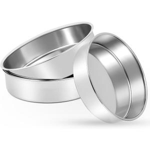 9 inch Stainless Steel Cake Pan, Mirror Finish Bakeware, Round Cake Pans Set of 3, Dishwasher Safe & Oven Safe