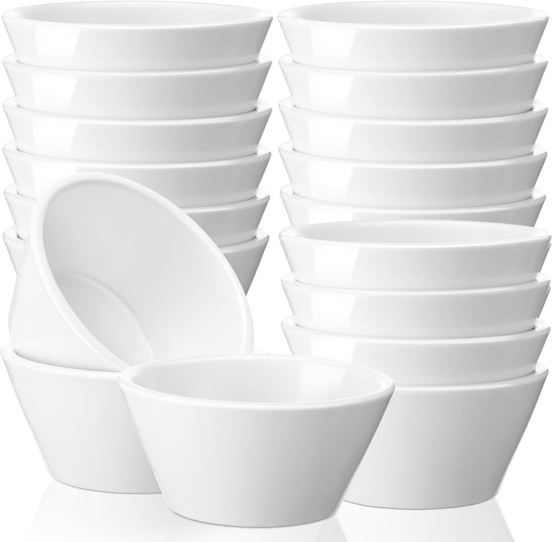 Domensi 18 Pcs 8 oz Porcelain Bowls Small Dessert Bowls Porcelain Broth Cups Soup for Ice Cream Dipping Sauce Bouillon Soups Salads Cereal, Microwave and Dishwasher Safe