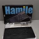 Hamile Wireless Keyboard and Mouse Combo : Ergonomic Wave Keys for Natural Typing, Full Size Keyboards with Wrist Rest, Quiet Backlit Mice, Phone Holder, 2.4G Set for Computer/Laptop/Mac/Windows, Black