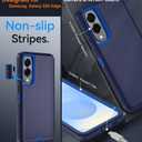 for Samsung S25 Edge Case with HD Tempered Glass Screen Protector, for Galaxy S25 Edge Heavy Duty Phone Case (with Belt Clip-Dark Blue)
