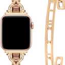 wutwuk Compatible with Apple Watch Band 38mm 40mm 41mm 42mm 44mm 45mm 46mm 49mm iWatch Ultra SE Series 10 9 8 7 6 5 4 3 2 1, Women Dressy Roman Numerals Bangle Bracelets Set